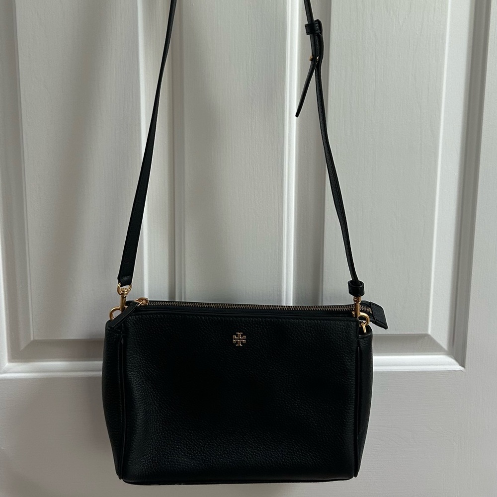 Tory Burch Black Crossbody Bag with Gold Accents